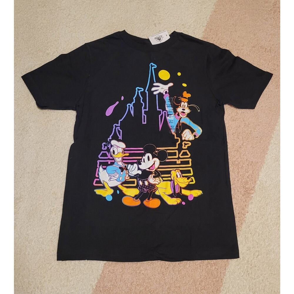 Disney Parks Mickey Neon Castle Shirt Size Youth Large 10/12 *NWT